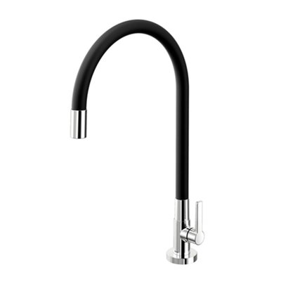 Torneira Cozinha Bancada Bica Alta Docol Gali Flex Preto/Cromado