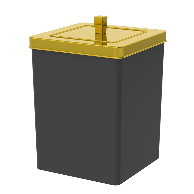 Lixeira Quadrada 6,5L Future Colore 530 - PretoDourado - 1