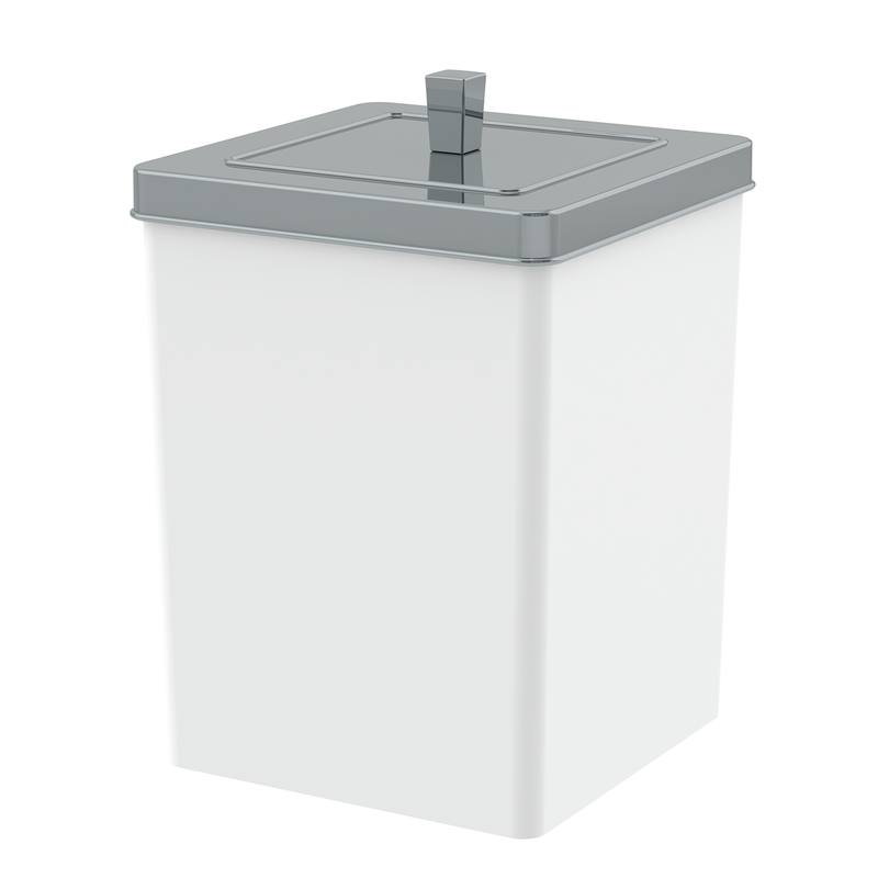 Lixeira Quadrada 6,5L Future Colore 530 - Branco/Cromado - 1