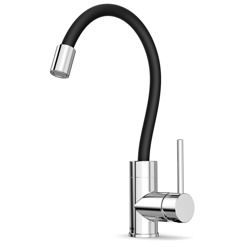 Misturador Monocomando Cozinha Bancada Bica Alta Flexível Celite Colors CromadoPreto