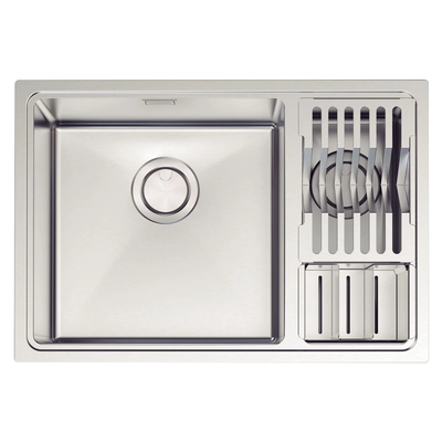 Cuba Tramontina Design Collection Quadrum Aço Inox Acabamento Scotch Brite + 2 Cubas  + 2 Escorredor