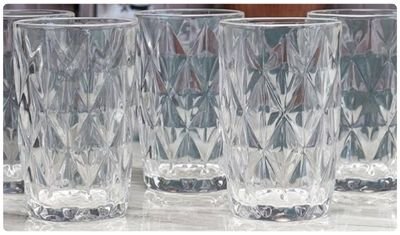 Conjunto de Copo de Vidro Diamond 260ml - Resist&ecirc;ncia