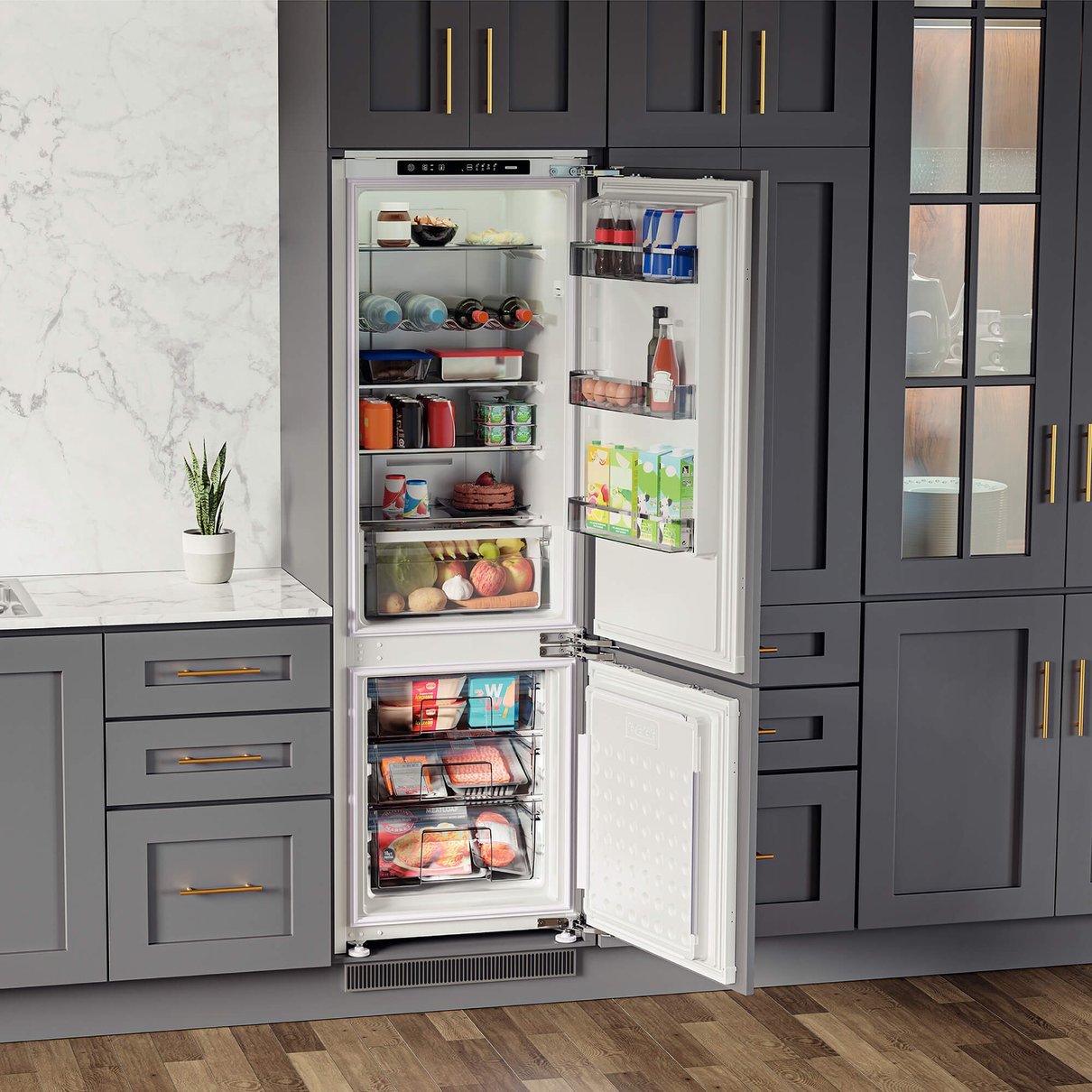 Refrigerador de Revestir Tramontina Frost Free 250 L instalado em cozinha planejada