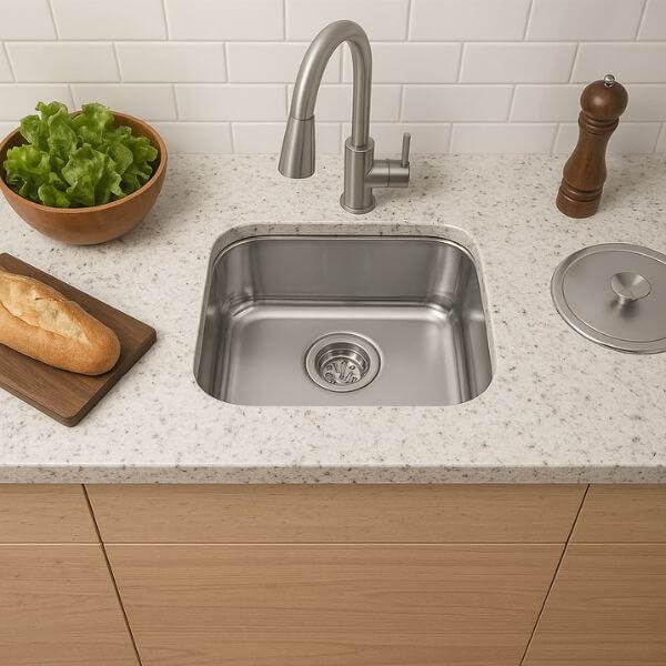 Lixeira Inox Luz Slim em uso