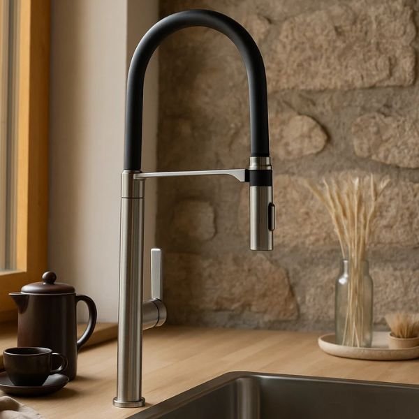 Lixeira Inox Luz Slim em uso