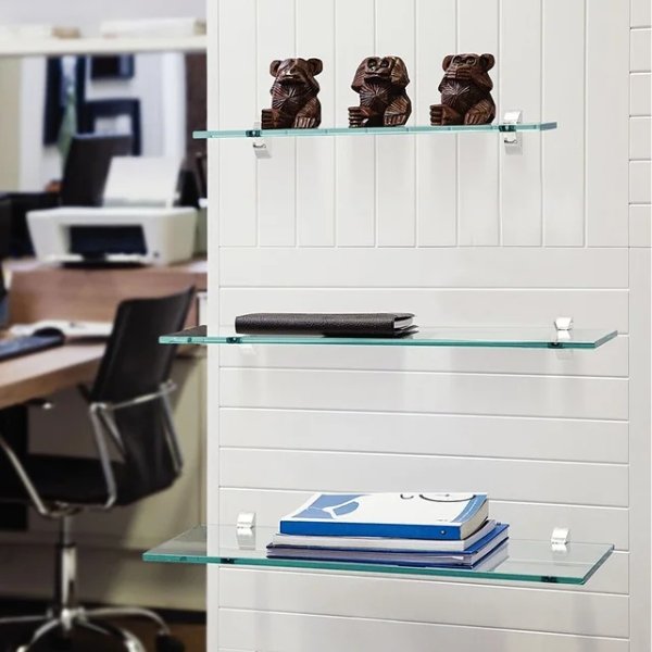 Prateleira de Vidro Tramontina Glass Reta com Suporte Injetado