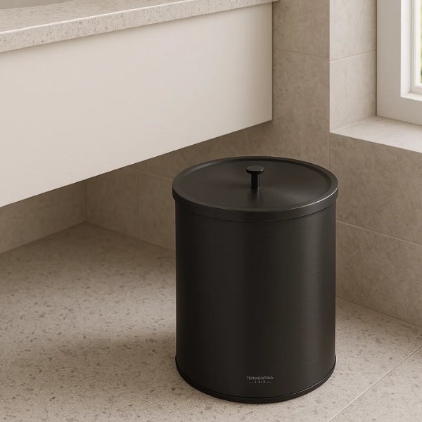 Detalhe da Lixeira Inox Tramontina &Uacute;til 5L com anel pl&aacute;stico interno