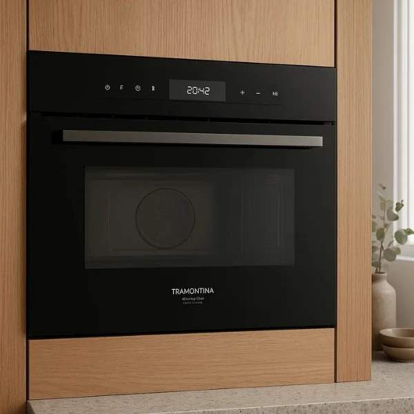 Forno Tramontina Epic T Smart 60 F10 Glass Black Series embutido em cozinha moderna