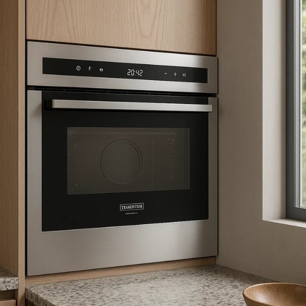 Versão em Aço Inox do Forno Tramontina Epic T Smart 60 F10 instalada em cozinha planejada
