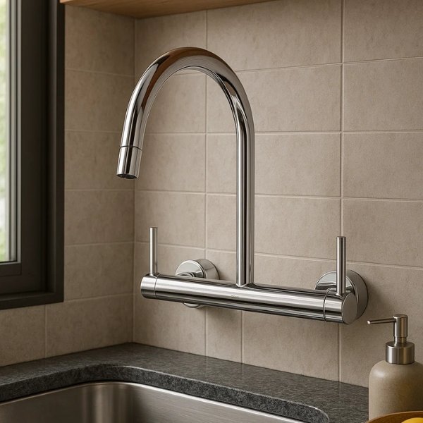 Torneira DocolSpice em aço cromado com bica articulada