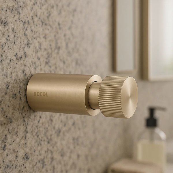 Detalhe do acabamento recartilhado da linha Docol Mix&Match