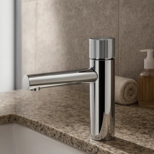 Detalhe do acabamento Docol Chroma com brilho metálico