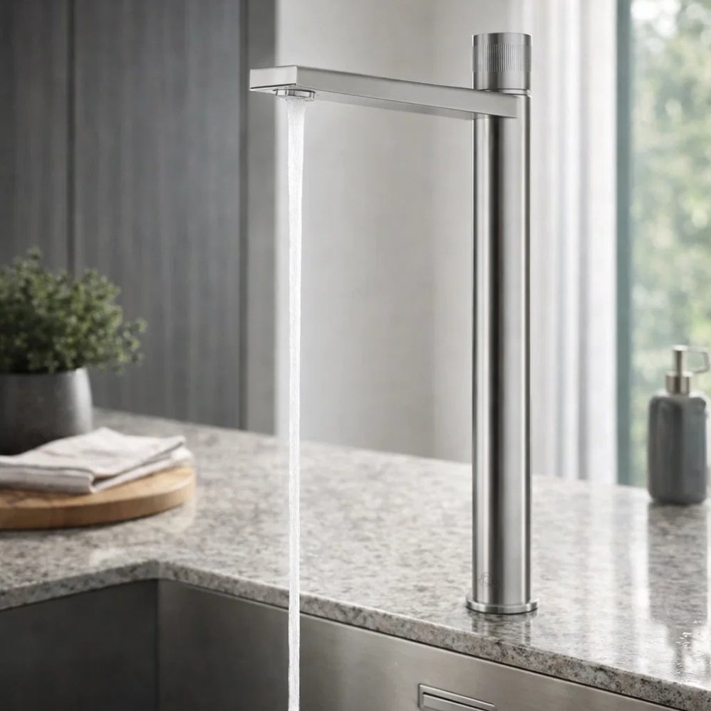 Monocomando Tramontina Design Collection Tower em a&ccedil;o inox acetinado