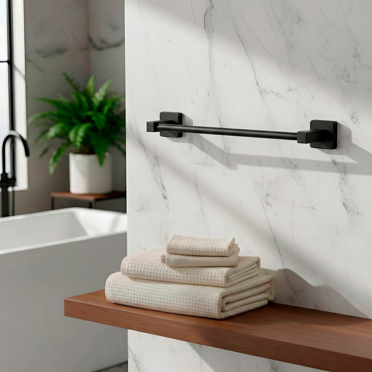 Porta Toalha Rosto Dunard Omega Onix Preto Fosco